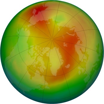 Arctic ozone map for 1989-02